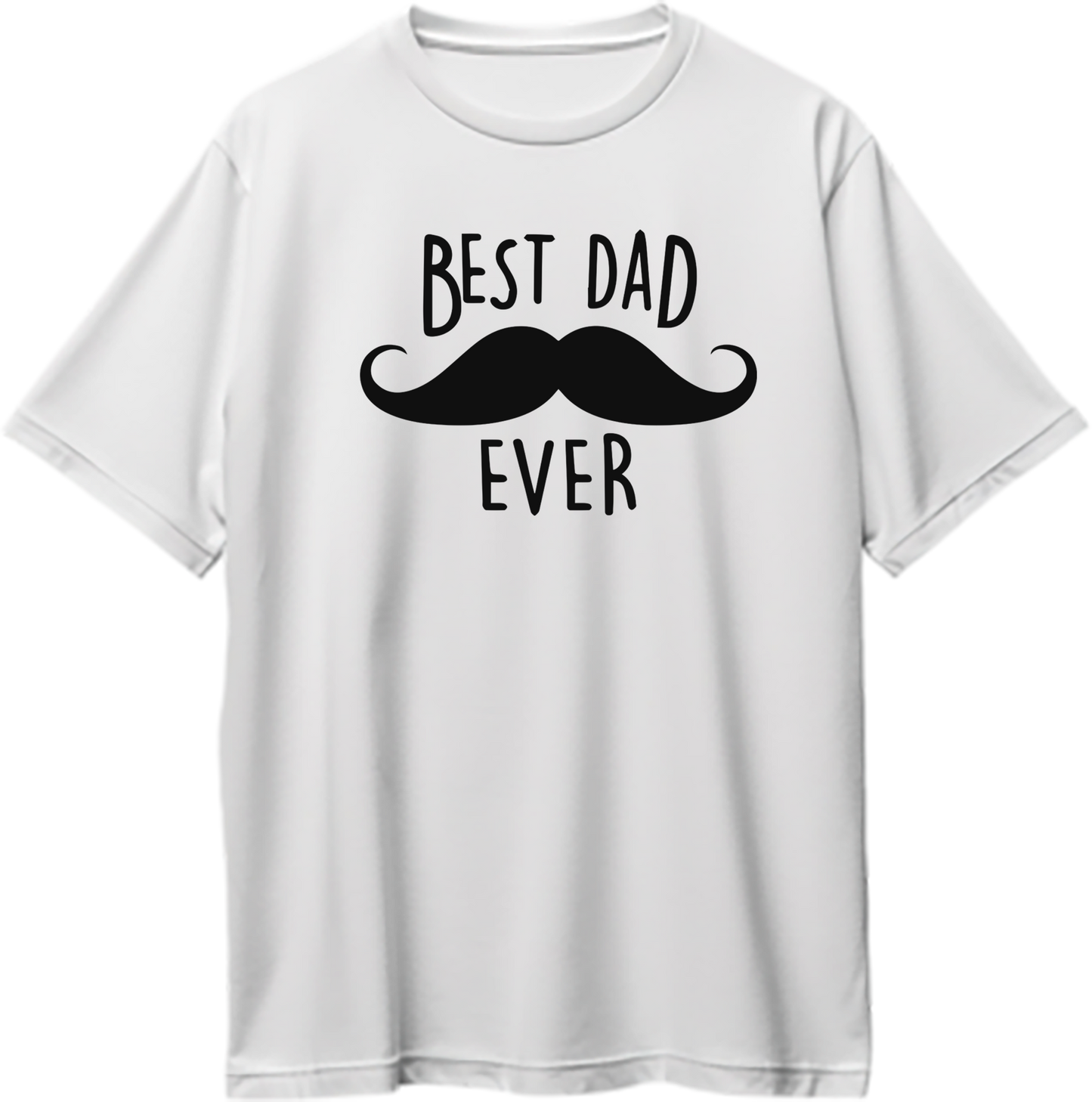 White Best Dad Ever Oversized T-Shirt by Garrari with black moustache and Best Dad Ever typography print