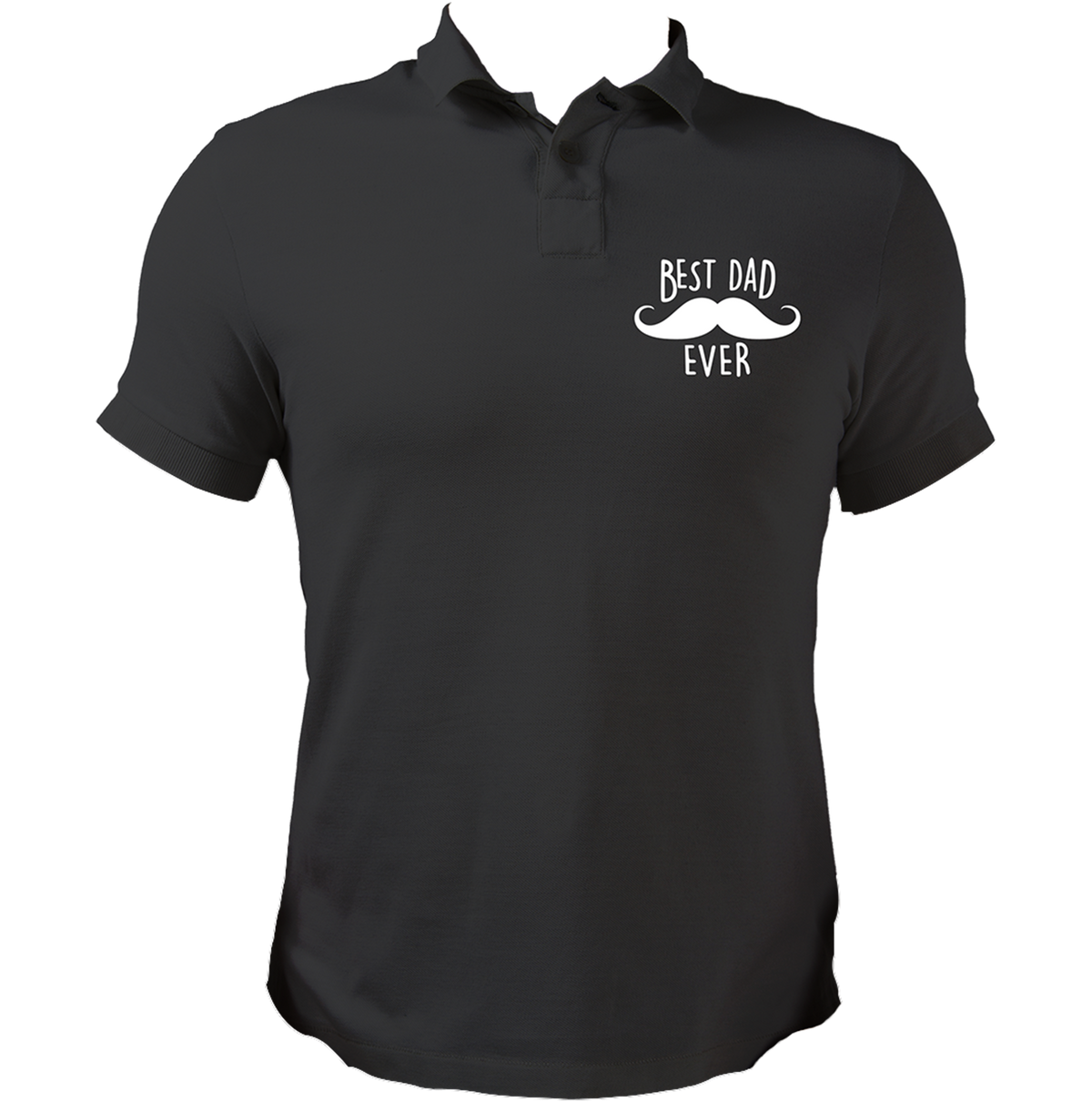 Black Best Dad Ever Polo T-Shirt by Garrari with moustache and father statement chest graphic