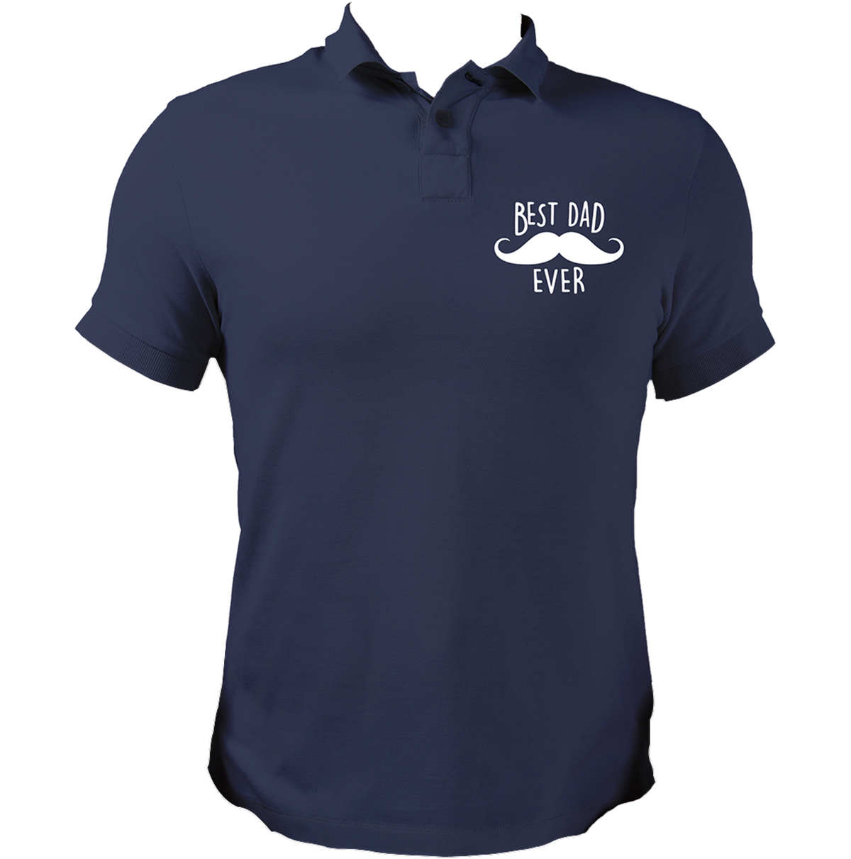 Navy Blue Best Dad Ever Polo T-Shirt by Garrari with moustache and Best Dad Ever chest design