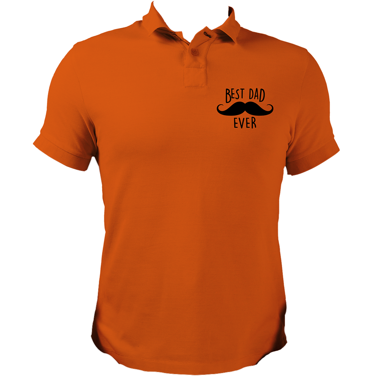 Orange Best Dad Ever Polo T-Shirt by Garrari with moustache and Best Dad Ever chest print