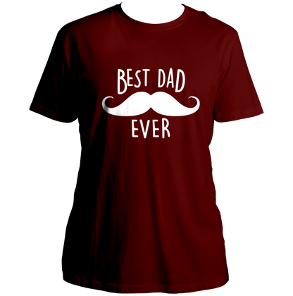 Maroon Best Dad Ever Unisex T-Shirt by Garrari with contrast Best Dad Ever typography and moustache graphic