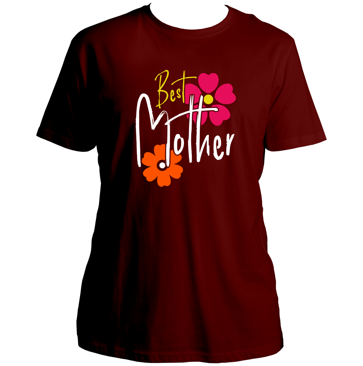 Maroon Best Mother Unisex T-Shirt by Garrari with contrast floral Best Mother graphic