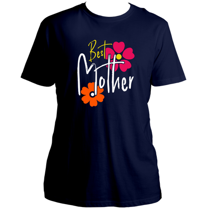 Navy Blue Best Mother Unisex T-Shirt by Garrari with colourful Best Mother statement print