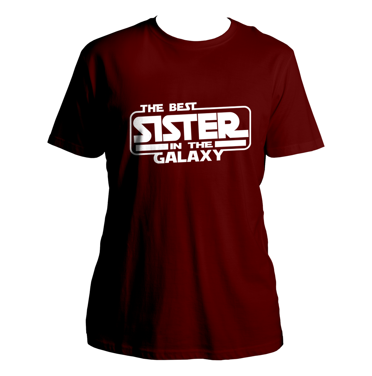 Maroon The Best Sister In The Galaxy Unisex T-Shirt with bold white sister statement print
