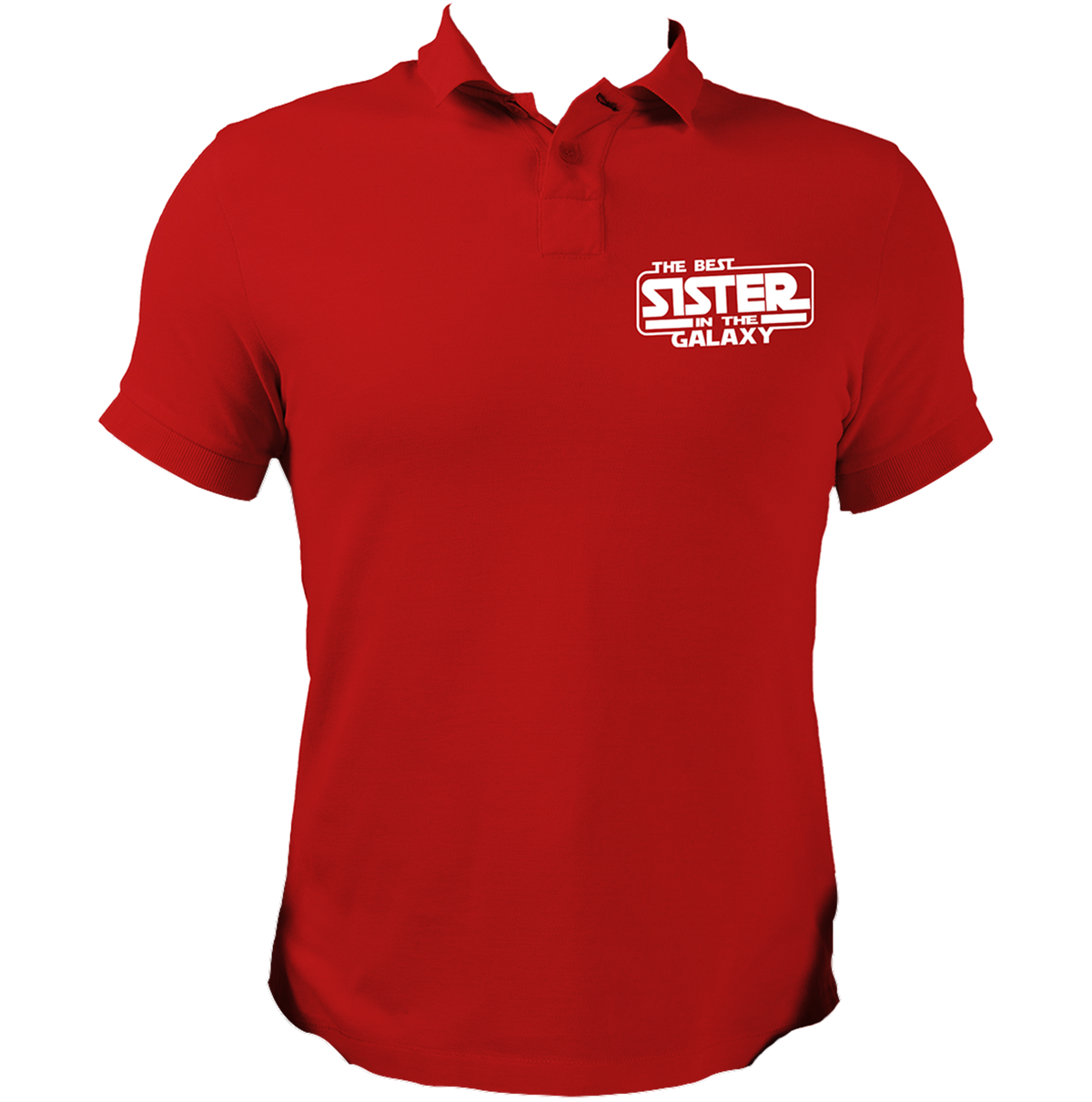 Red The Best Sister In The Galaxy Polo T-Shirt with Best Sister chest graphic