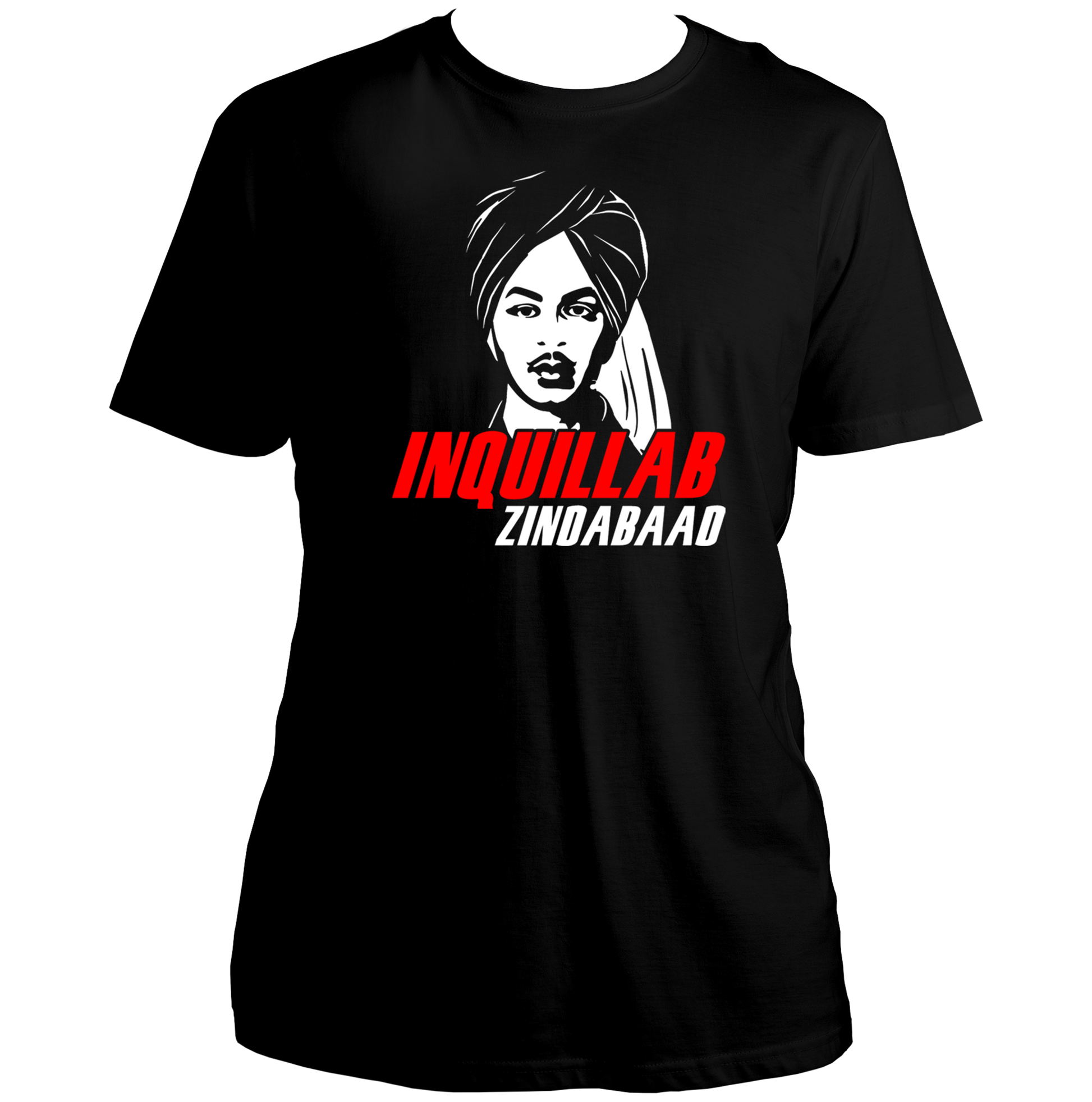 Black Bhagat Singh Inquilab Zindabad Unisex T-Shirt with revolutionary slogan print by Garrari
