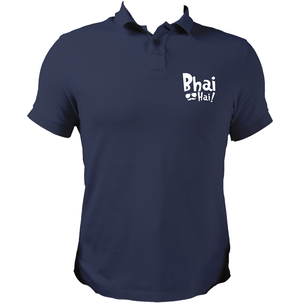 Navy Blue Bhai Hai Polo T-Shirt for brother by Garrari with contrast chest graphic print