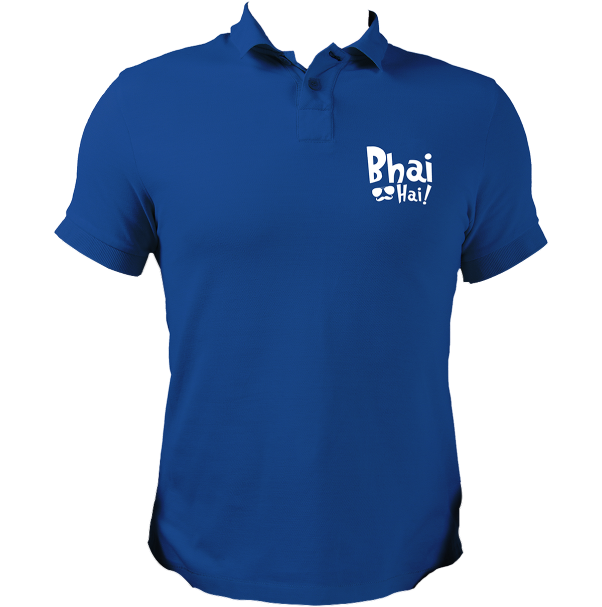 Royal Blue Bhai Hai Polo T-Shirt for brother by Garrari with contrast chest graphic print