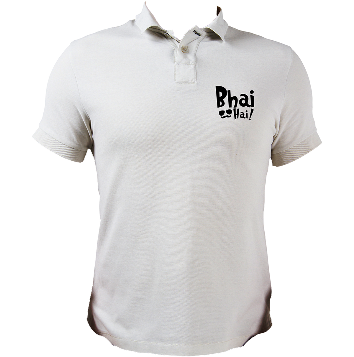 White Bhai Hai Polo T-Shirt for brother by Garrari with black chest graphic print