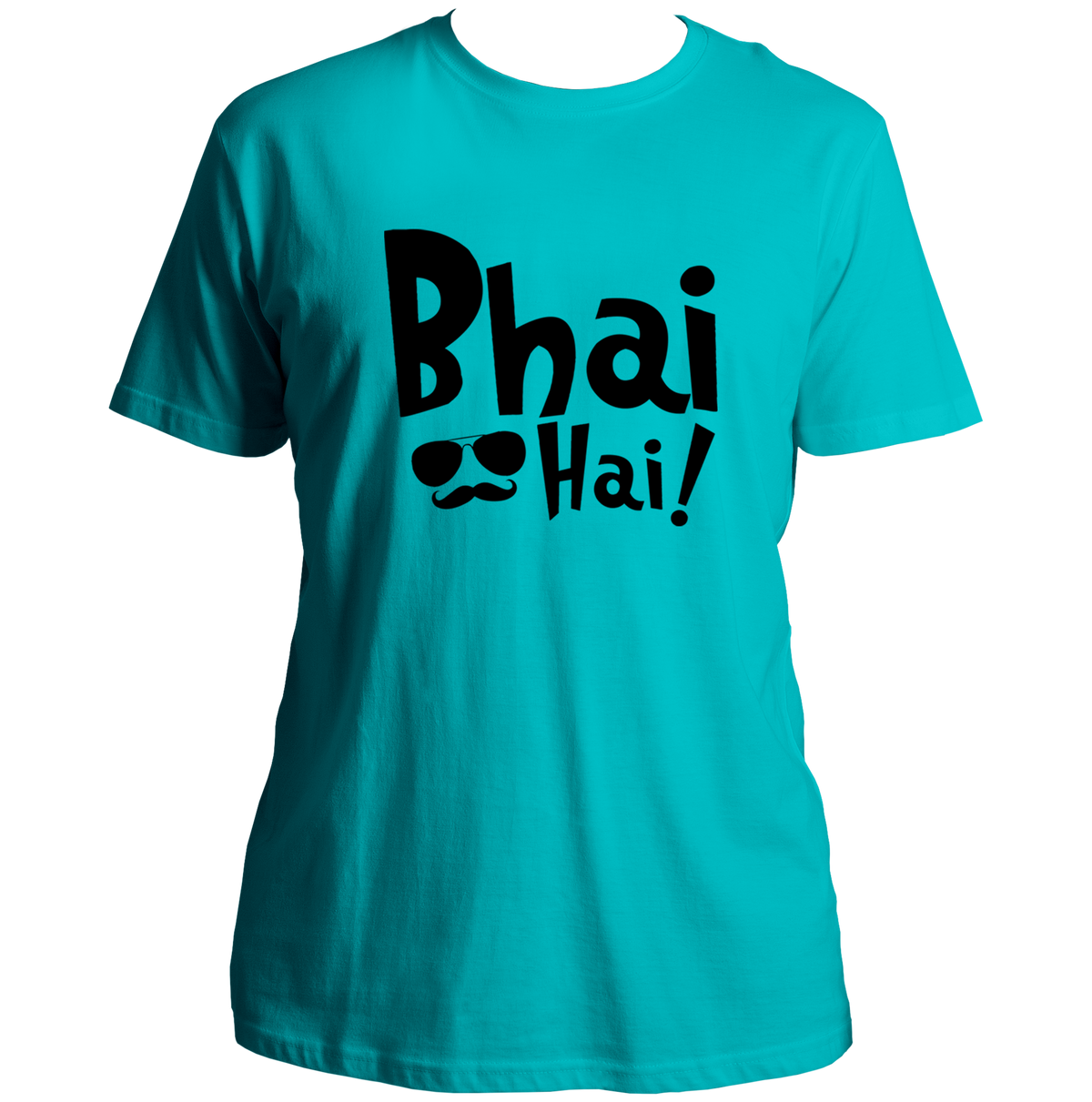 Bhai Hai Aqua Blue Unisex T-Shirt for brother with white graphic print by Garrari