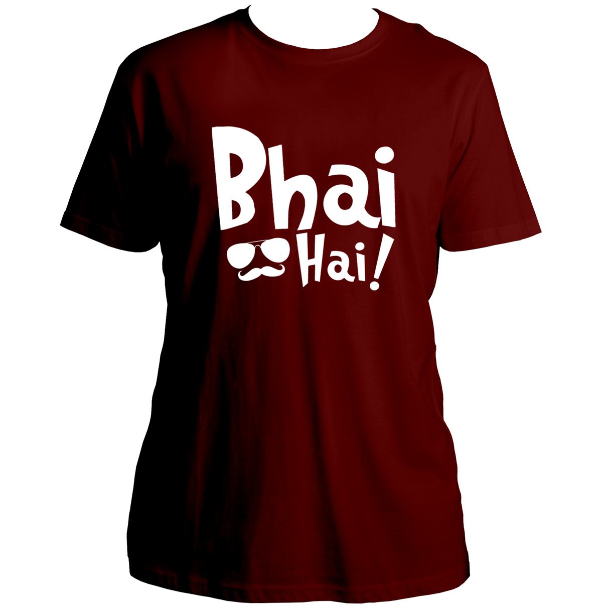 Bhai Hai Maroon Unisex T-Shirt for brother with white graphic print by Garrari