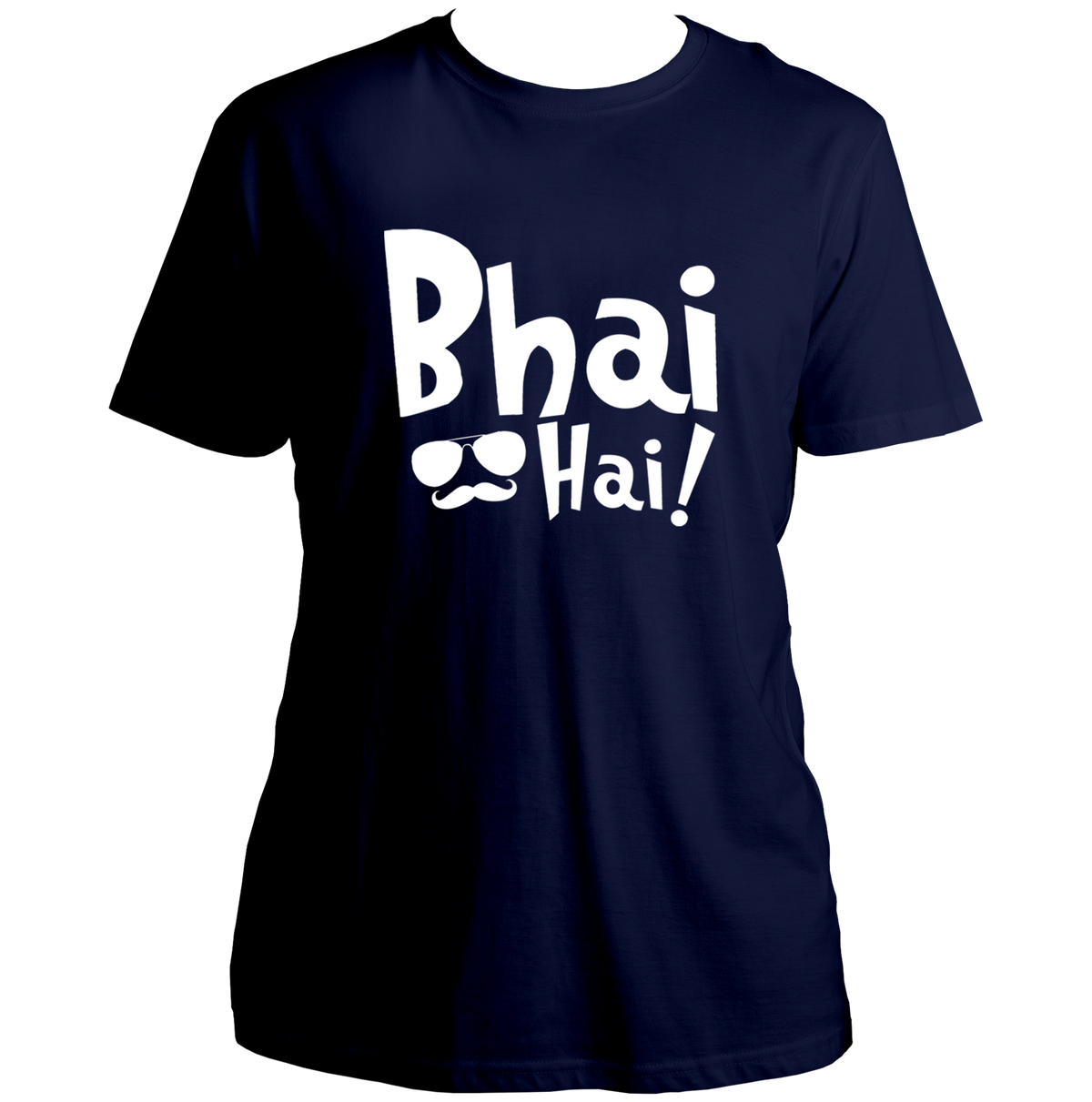 Navy Blue: Bhai Hai Navy Blue Unisex T-Shirt for brother with white graphic print by Garrari