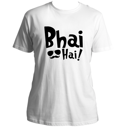 Bhai Hai White Unisex T-Shirt for brother with bold contrast graphic print by Garrari