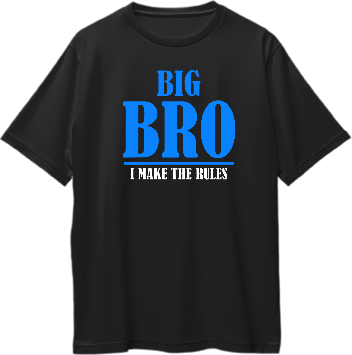 Big Bro Oversized T-Shirt in Black with bold blue and white text – I Make The Rules design, perfect Rakhi & Bhai Dooj gift for brothers