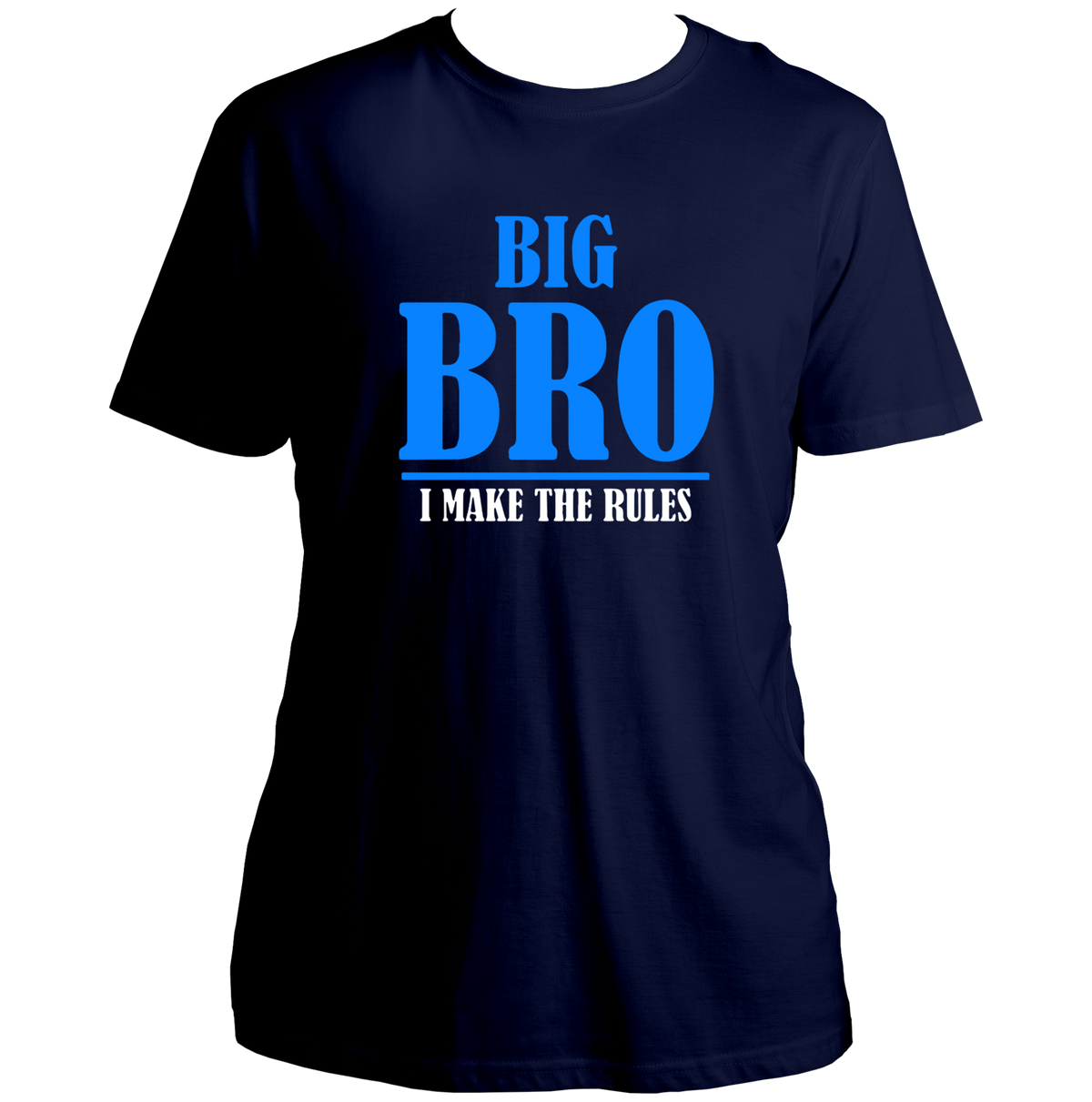 Navy Blue Big Bro I Make The Rules Unisex T-Shirt by Garrari with yellow and contrast elder brother graphic print