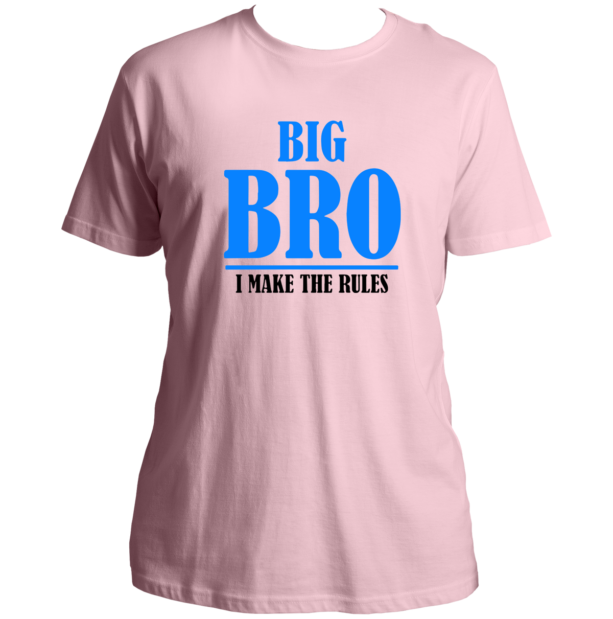 Baby Pink Big Bro I Make The Rules Unisex T-Shirt by Garrari with contrast Big Bro statement typography print