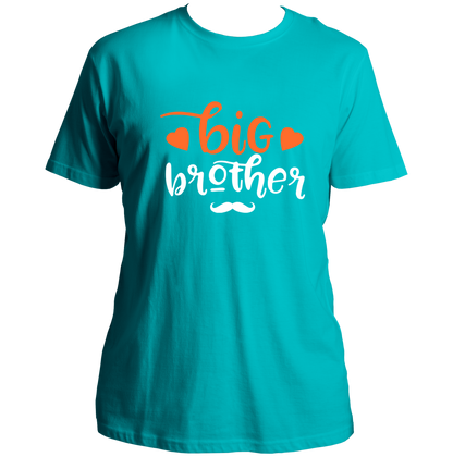 Aqua Blue Big Brother Unisex T-Shirt by Garrari with handwritten elder brother statement graphic