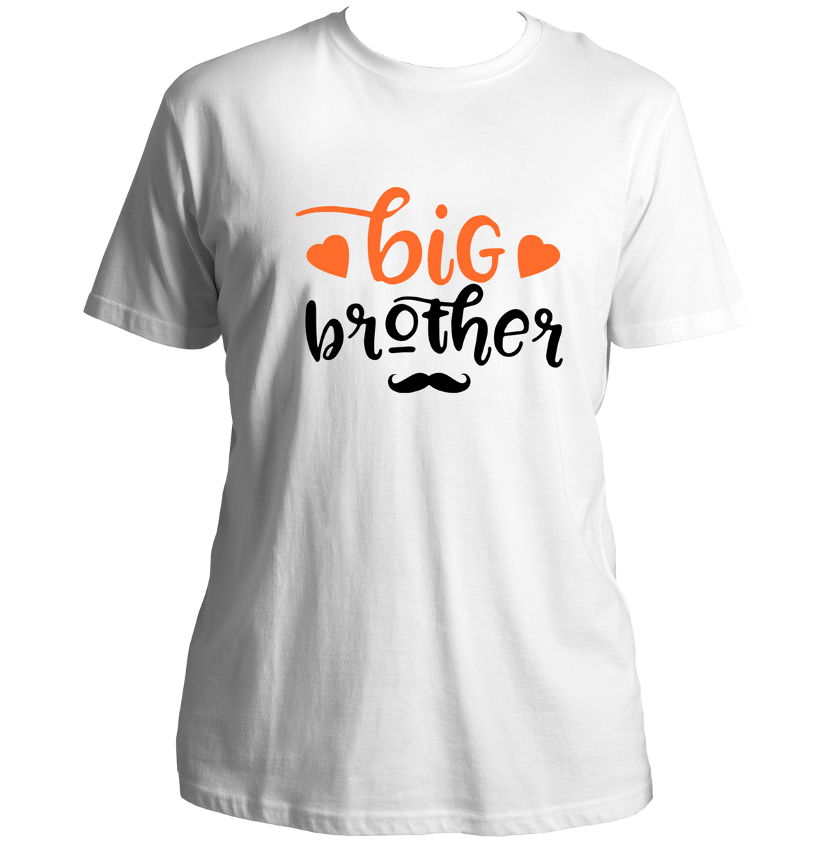 White Big Brother Unisex T-Shirt by Garrari with heart details and moustache brother graphic
