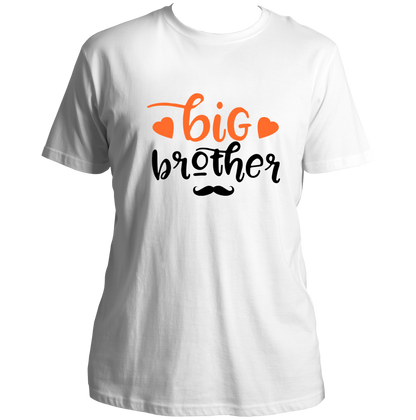 White Big Brother Unisex T-Shirt by Garrari with heart details and moustache brother graphic