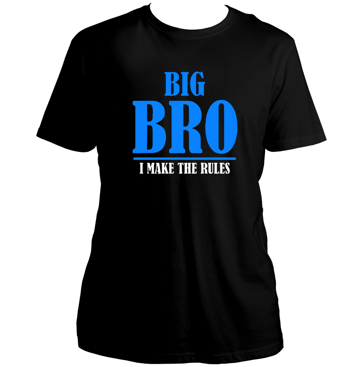 Black Big Bro I Make The Rules Unisex T-Shirt by Garrari with contrast elder brother statement print