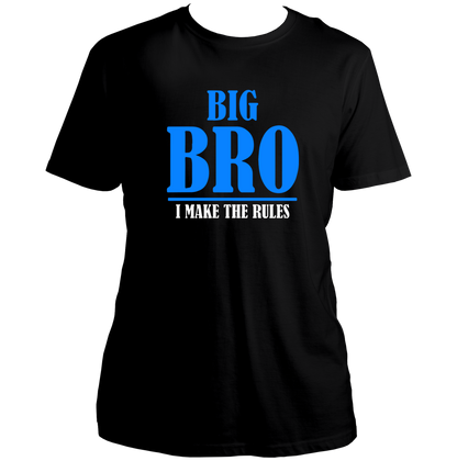 Black Big Bro I Make The Rules Unisex T-Shirt by Garrari with contrast elder brother statement print