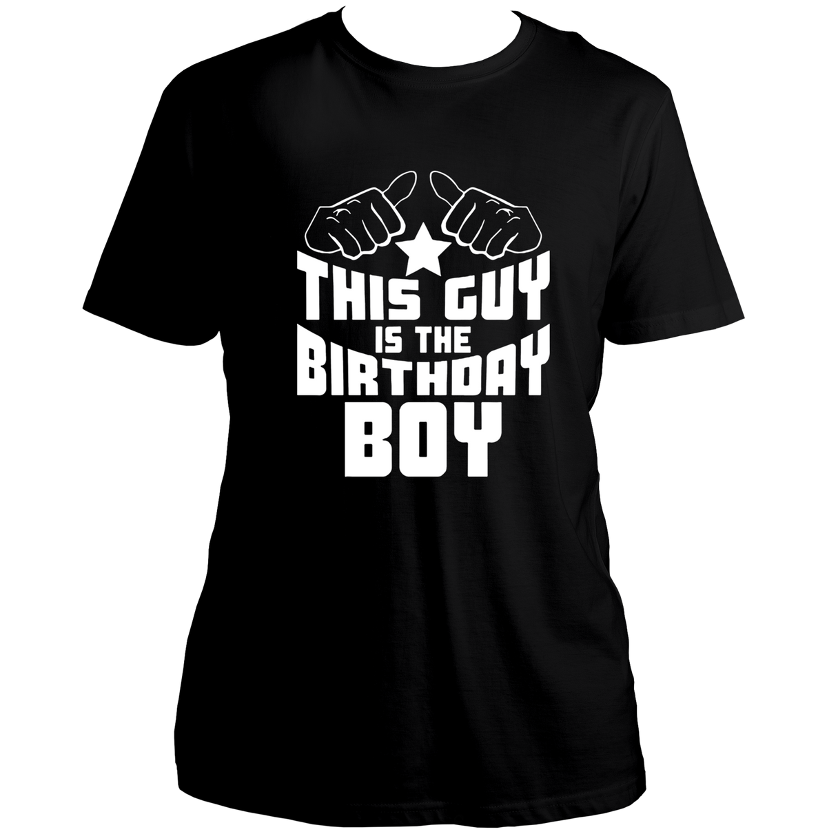 Black This Guy Is The Birthday Boy Unisex T-Shirt by Garrari for birthday party and celebration wear