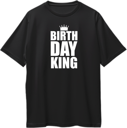 Black Birthday King Oversized T-Shirt by Garrari with contrast crown birthday statement print
