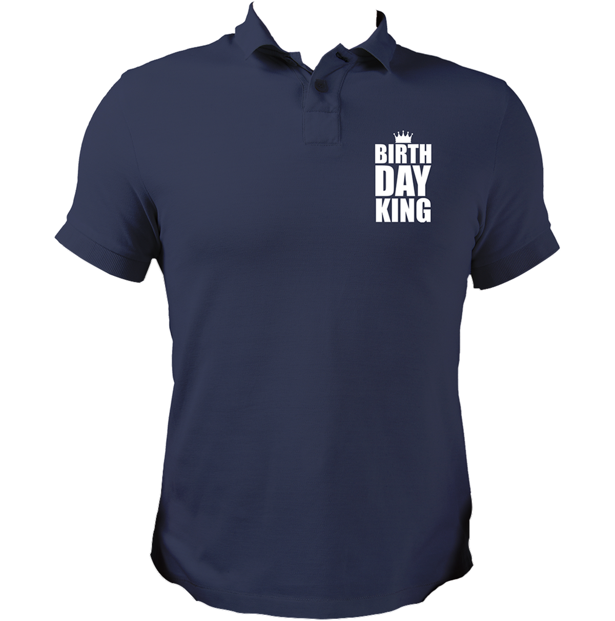 Navy Blue Birthday King Polo T-Shirt by Garrari for birthday dinner and celebration wear