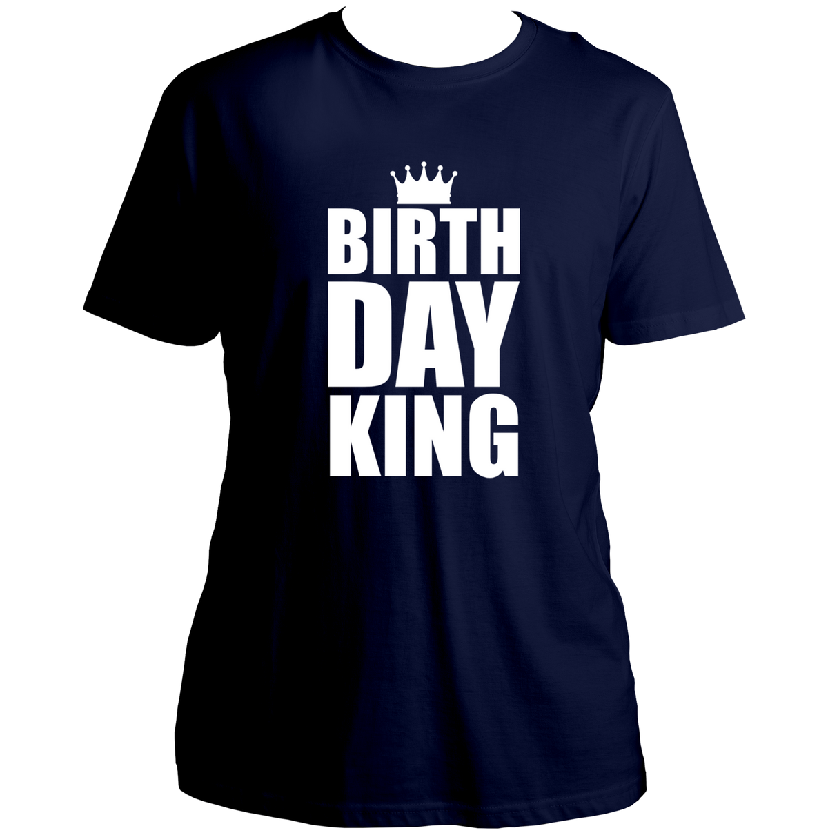 Navy Blue Birthday King Unisex T-Shirt by Garrari for men with crown birthday graphic