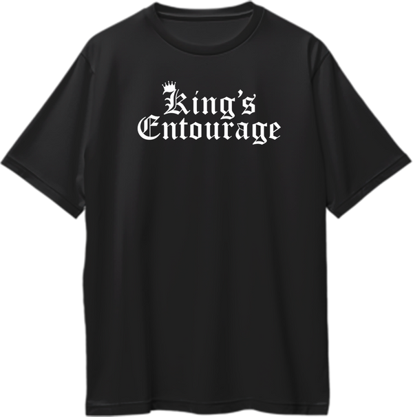 Black Birthday King's Entourage Oversized T-Shirt by Garrari with white crown and King's Entourage graphic