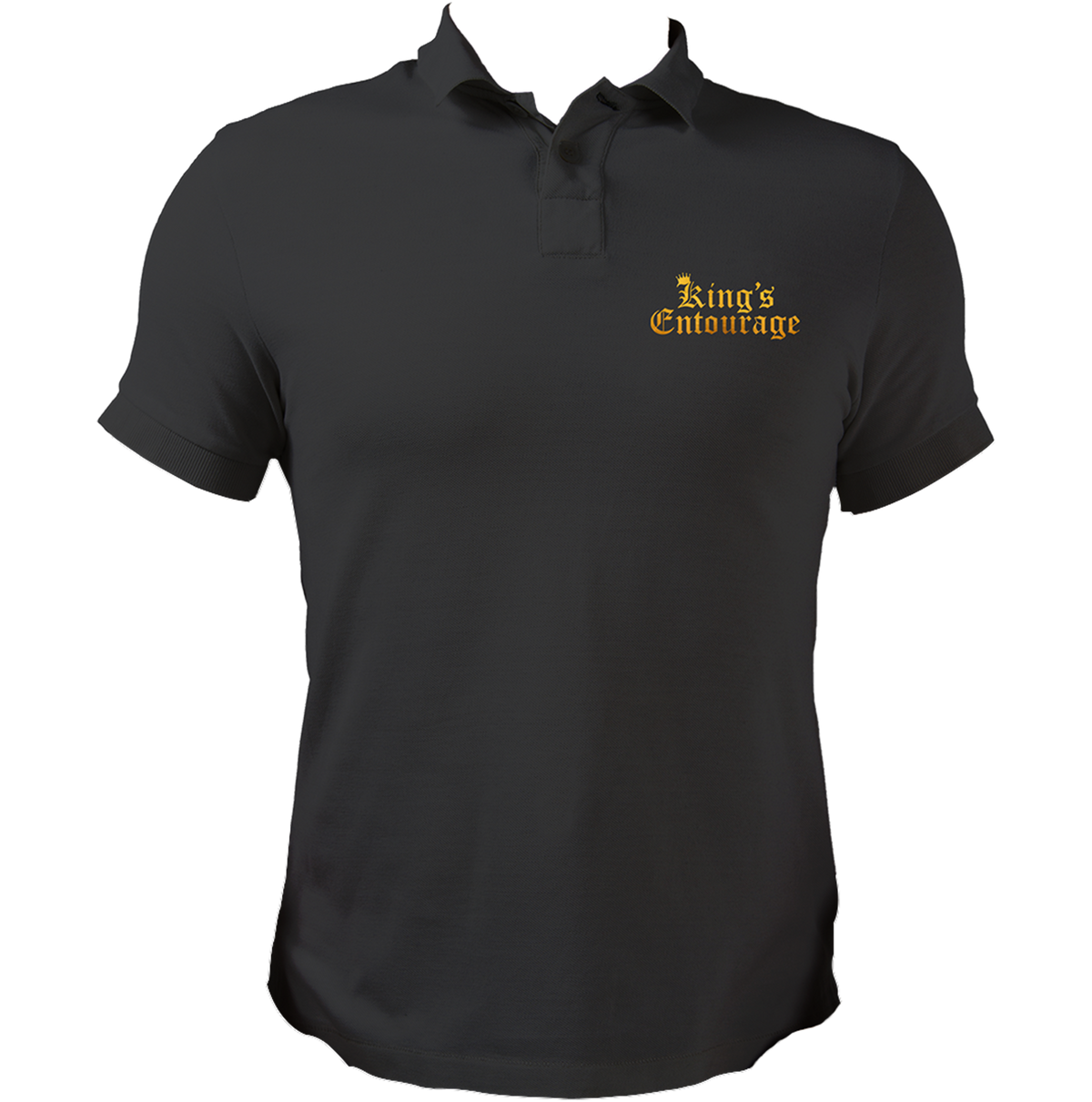 Black Birthday King's Entourage Polo T-Shirt by Garrari with contrast crown and King's Entourage chest graphic