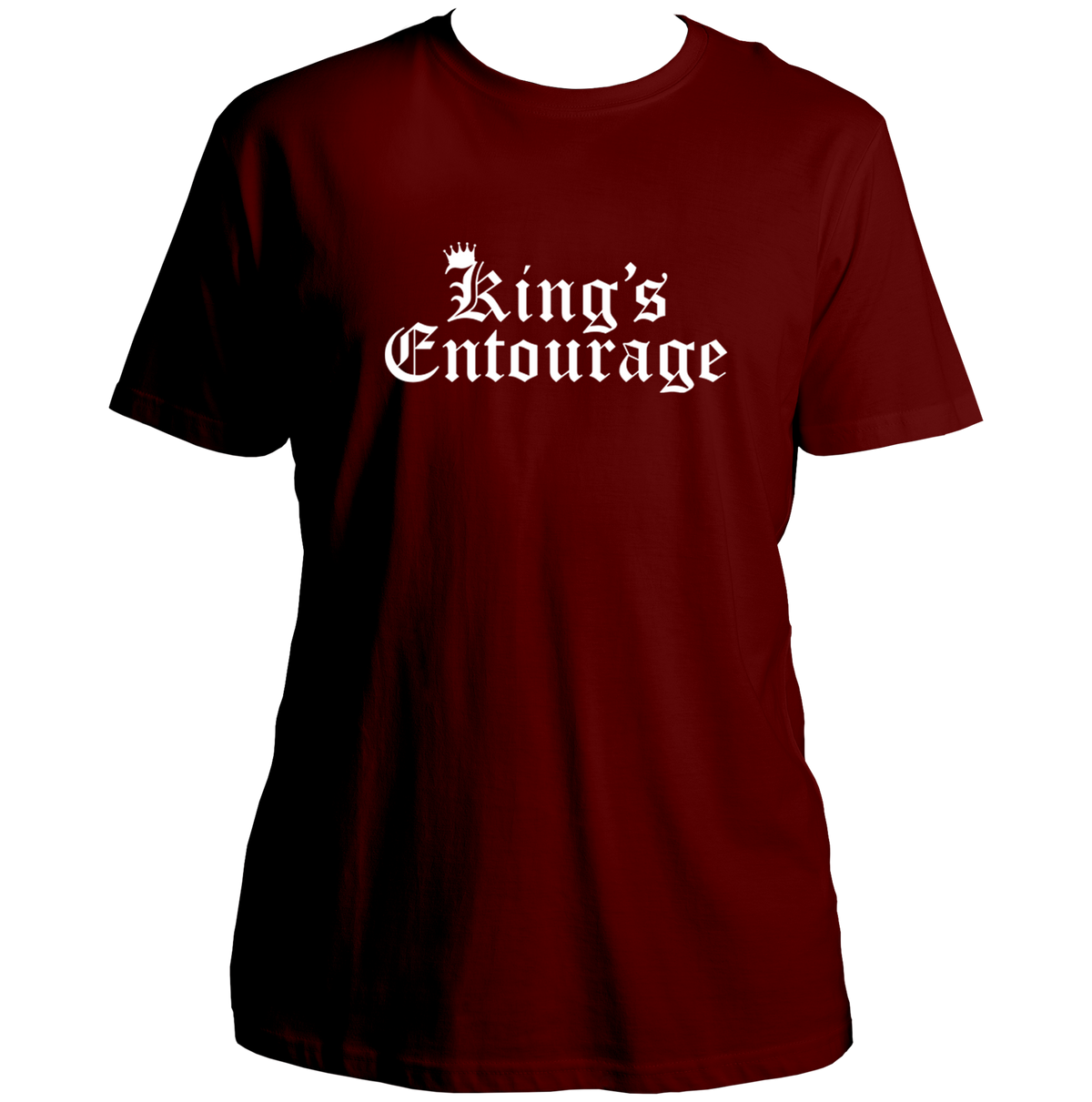 Maroon Birthday King's Entourage Unisex T-Shirt by Garrari with white crown birthday crew graphic