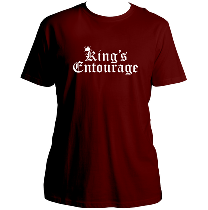 Maroon Birthday King's Entourage Unisex T-Shirt by Garrari with white crown birthday crew graphic