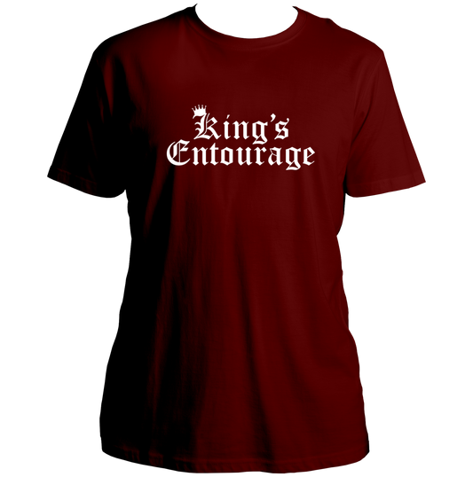 Maroon Birthday King's Entourage Unisex T-Shirt by Garrari with white crown birthday crew graphic