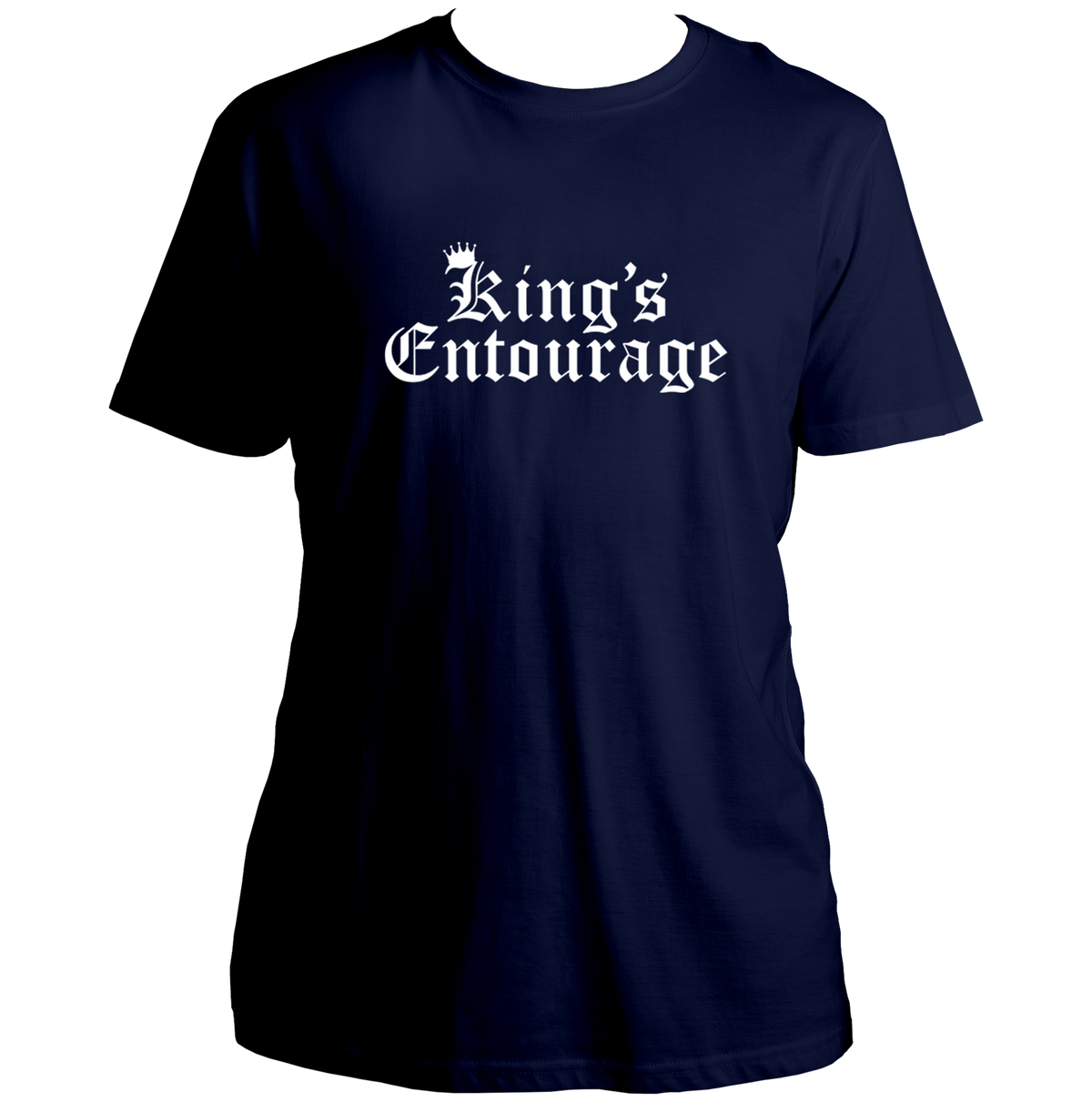 Navy Blue Birthday King's Entourage Unisex T-Shirt by Garrari with King's Entourage statement print