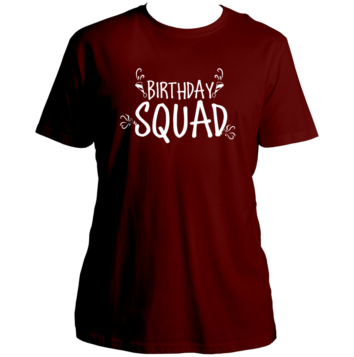 Maroon Birthday Squad Unisex T-Shirt by Garrari for matching birthday party group outfits
