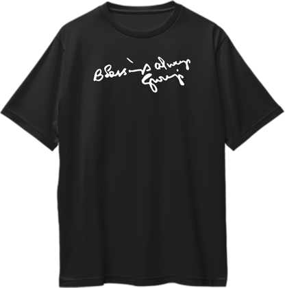 Blessings Always Guruji black oversized T-shirt with devotional graphic by Garrari