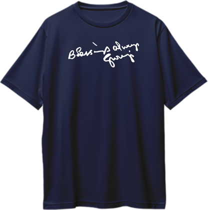 Blessings Always Guruji navy blue oversized T-shirt with devotional graphic by Garrari