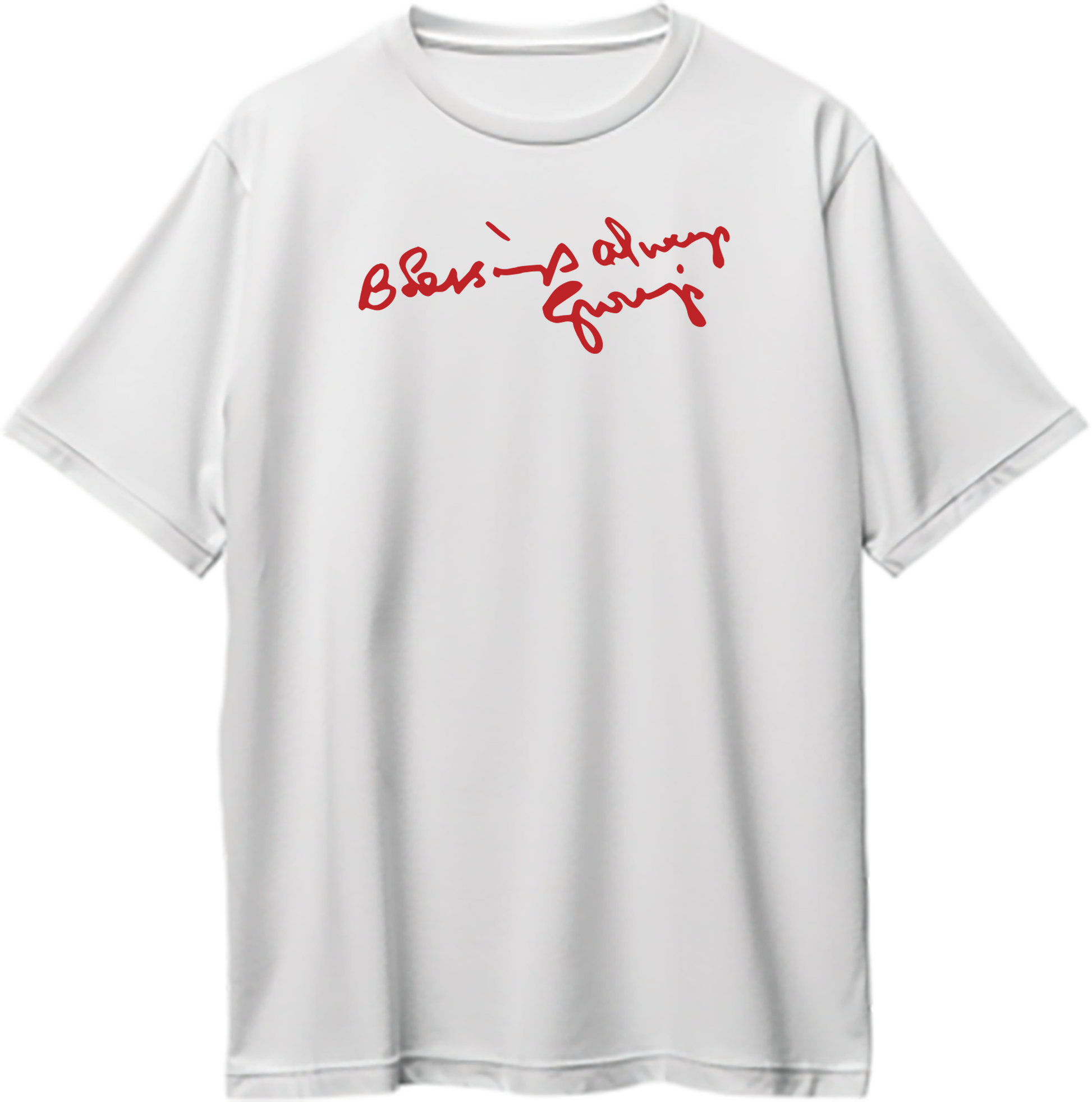 Blessings Always Guruji white oversized T-shirt with devotional graphic by Garrari