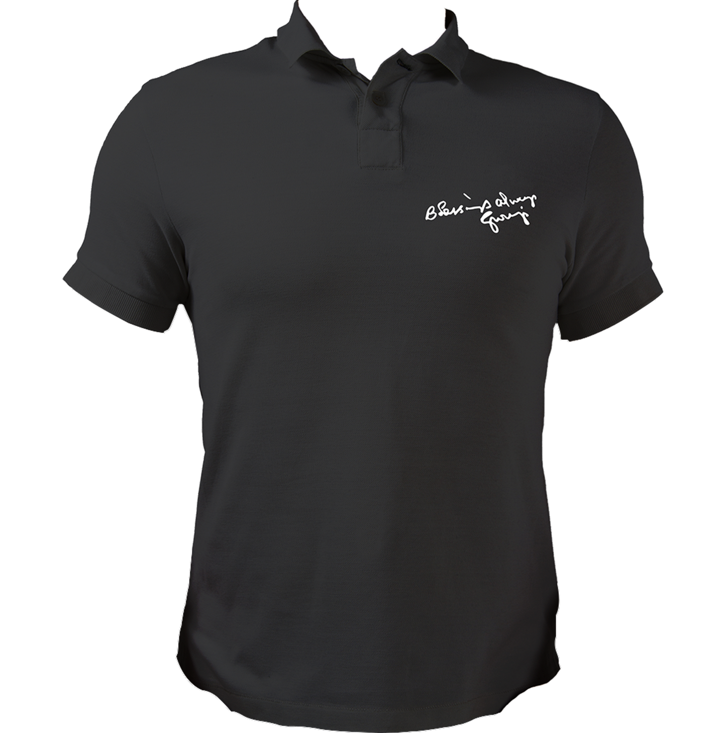 Blessings Always Guruji black polo T-shirt with devotional graphic by Garrari