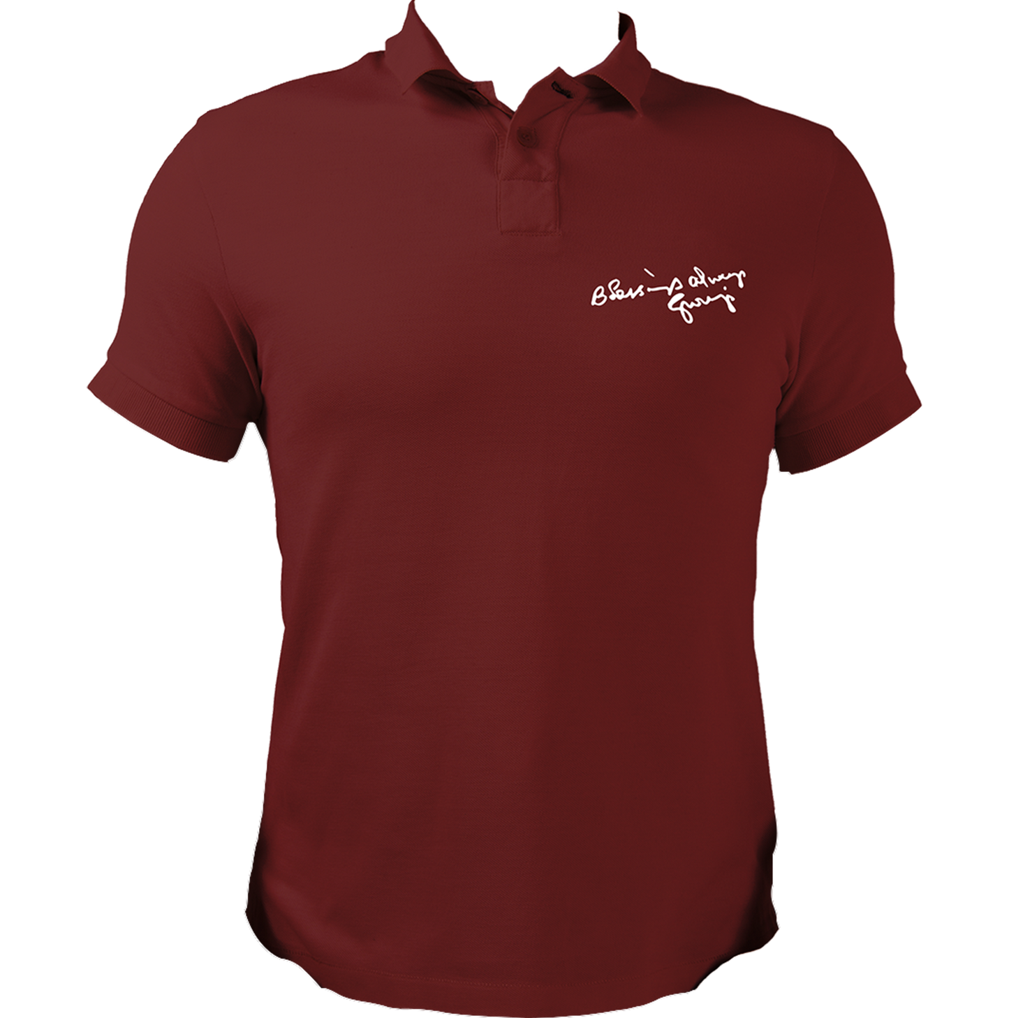 Blessings Always Guruji maroon polo T-shirt with devotional graphic by Garrari