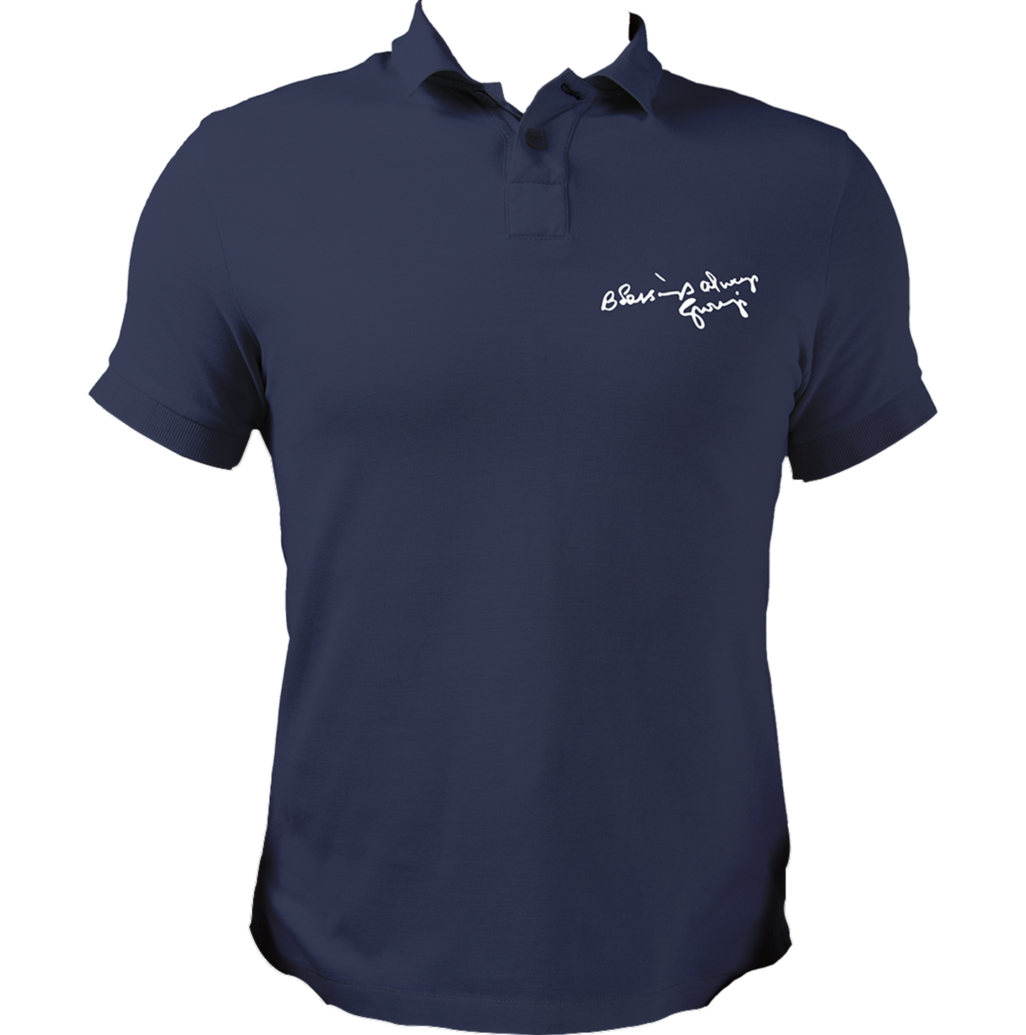 Blessings Always Guruji navy blue polo T-shirt with devotional graphic by Garrari
