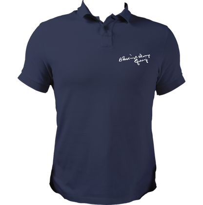 Blessings Always Guruji navy blue polo T-shirt with devotional graphic by Garrari