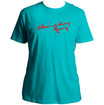Blessings Always Guruji aqua blue unisex T-shirt with devotional graphic by Garrari