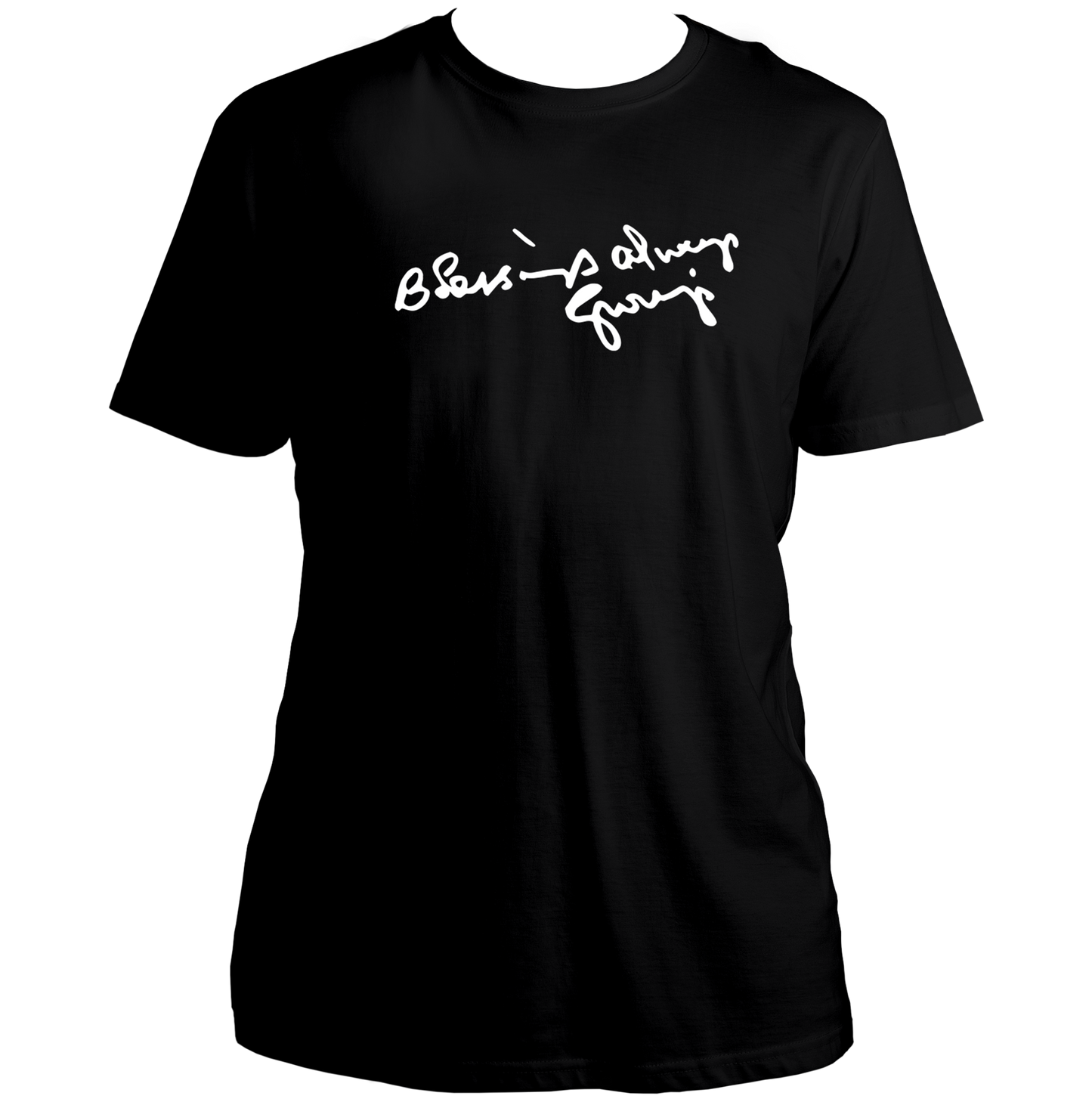 Blessings Always Guruji black unisex T-shirt with devotional graphic by Garrari