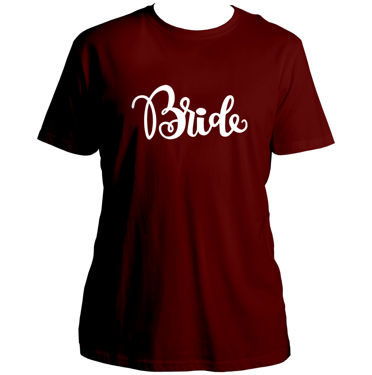 Maroon Bride Unisex T-Shirt by Garrari for bride-to-be pre-wedding celebration