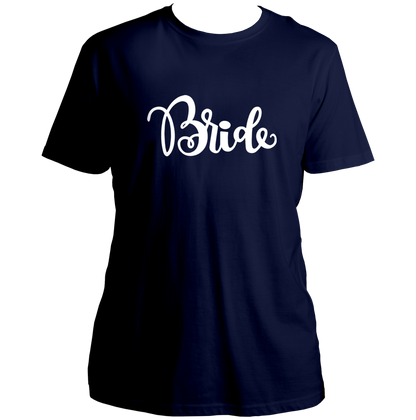Navy Blue Bride Unisex T-Shirt by Garrari for bridal trip and bridesmaid group photos