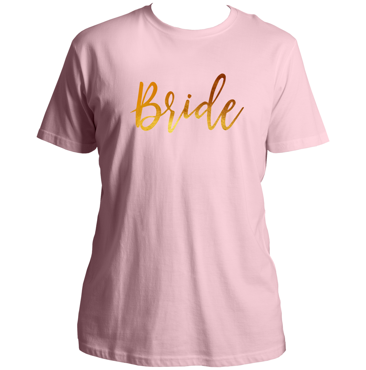 Baby Pink Bride Golden Reflective Unisex T-Shirt by Garrari for bride-to-be celebration