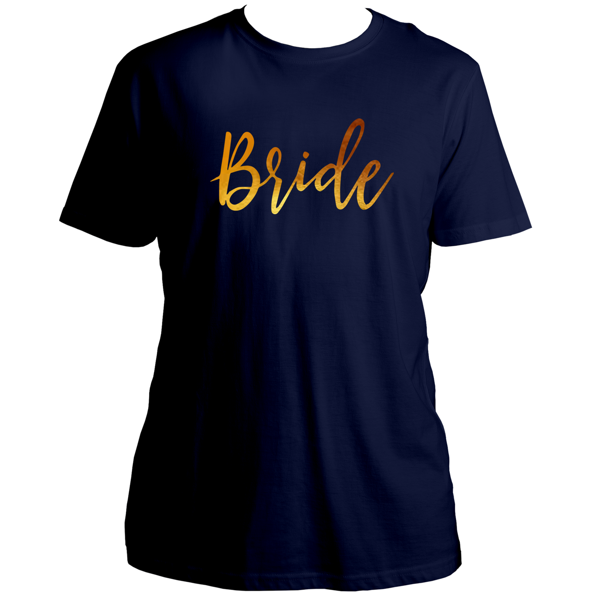 Navy Blue Bride Golden Reflective Unisex T-Shirt by Garrari for bridal trip and photoshoot