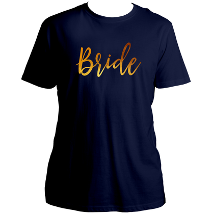 Navy Blue Bride Golden Reflective Unisex T-Shirt by Garrari for bridal trip and photoshoot